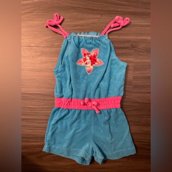 Disney Princess Blue and Pink Ariel Girls one piece short romper size 5T - Picture 5 of 6
